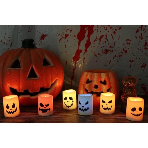 New 6pack Halloween Flameless Votive Candles Color Changing with Remote Timer, - Picture 2 of 6